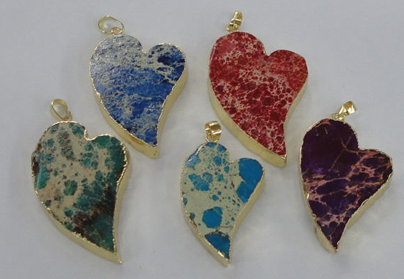 NGP2602 25*35mm - 35*45mm heart sea sediment jasper pendants