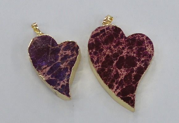 NGP2606 40*50mm - 50*70mm heart sea sediment jasper pendants