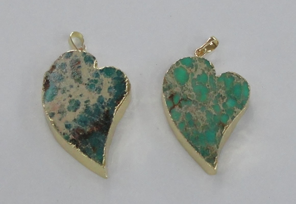 NGP2609 40*50mm - 50*70mm heart sea sediment jasper pendants