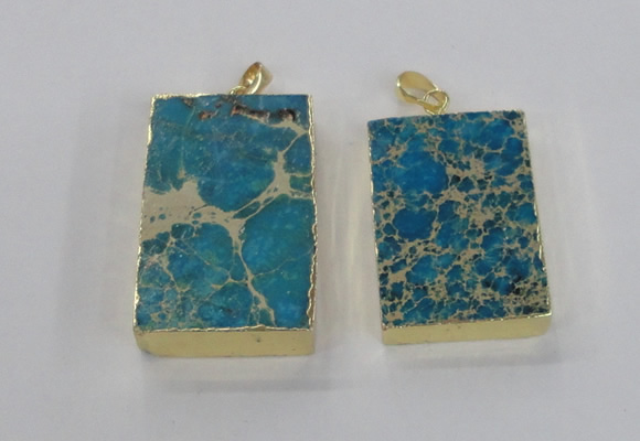 NGP2616 20*40mm - 25*45mm rectangle sea sediment jasper pendants