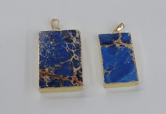 NGP2618 20*40mm - 25*45mm rectangle sea sediment jasper pendants