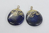 NGP2623 40*50mm oval lapis lazuli gemstone pendants wholesale