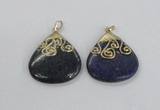 NGP2624 40*45mm flat teardrop lapis lazuli gemstone pendants wholesale