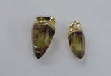 NGP2630 15*35mm - 18*40mm cone lemon quartz gemstone pendants