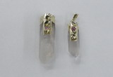 NGP2632 12*35mm - 15*40mm sticks white crystal & amethyst pendants