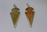 NGP2646 25*48mm - 28*54mm arrowhead agate pendants wholesale