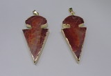 NGP2648 25*48mm - 28*54mm arrowhead agate pendants wholesale