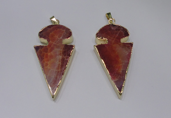 NGP2648 25*48mm - 28*54mm arrowhead agate pendants wholesale