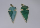 NGP2650 25*48mm - 28*54mm arrowhead agate pendants wholesale