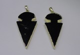 NGP2651 25*48mm - 28*54mm arrowhead agate pendants wholesale