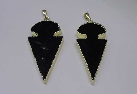 NGP2651 25*48mm - 28*54mm arrowhead agate pendants wholesale