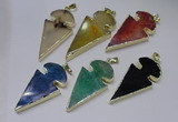 NGP2652 25*48mm - 28*54mm arrowhead agate pendants wholesale