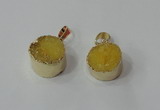 NGP2666 14mm - 15mm coin druzy quartz gemstone pendants