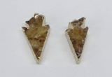 NGP2683 18*35mm - 25*45mm arrowhead druzy citrine pendants