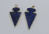 NGP2690 25*40mm - 30*55mm arrowhead lapis lazuli pendants