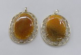 NGP2755 50*60mm oval agate gemstone pendants wholesale