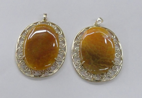 NGP2755 50*60mm oval agate gemstone pendants wholesale