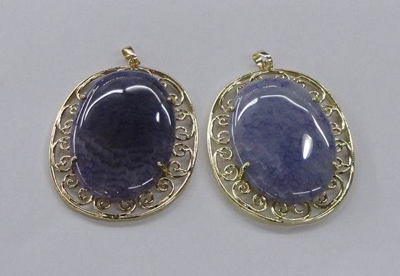 NGP2756 50*60mm oval agate gemstone pendants wholesale