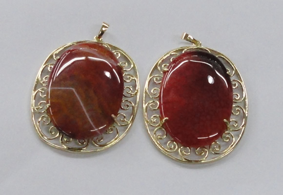 NGP2757 50*60mm oval agate gemstone pendants wholesale