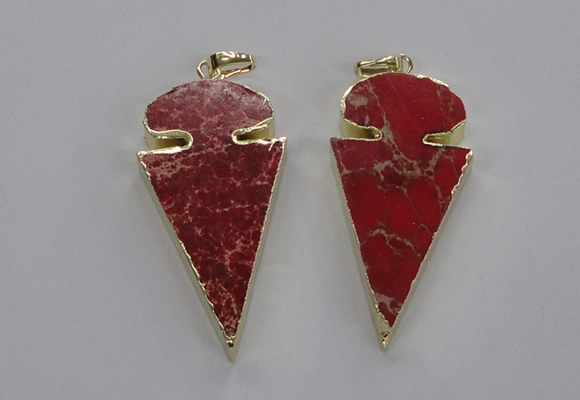 NGP2820 25*50mm - 27*55mm arrowhead sea sediment jasper pendants