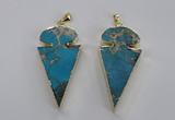 NGP2821 25*50mm - 27*55mm arrowhead sea sediment jasper pendants