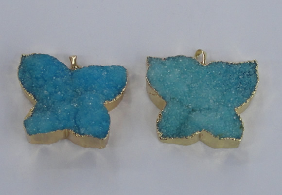 NGP2874 40*50mm - 45*55mm butterfly druzy agate pendants wholesale