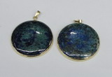 NGP2930 40*42mm flat round chrysocolla gemstone pendants