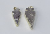 NGP2954 15*35mm - 20*45mm arrowhead druzy agate pendants wholesale