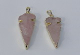 NGP3027 15*35mm – 20*50mm arrowhead rose quartz gemstone pendants