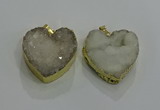 NGP3047 30*30mm heart druzy agate gemstone pendants