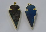 NGP3054 25*50mm - 28*55mm arrowhead agate pendants wholesale