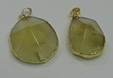 NGP3063 25*35mm – 35*45mm freeform lemon quartz pendants