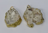 NGP3135 25*35mm - 40*50mm freeform plated druzy agate pendants