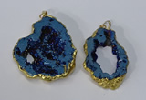 NGP3144 25*35mm - 40*50mm freeform plated druzy agate pendants