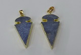 NGP3208 18*35mm - 20*40mm arrowhead blue lace agate pendants