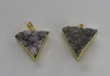 NGP3220 25*30mm - 30*35mm triangle druzy agate pendants