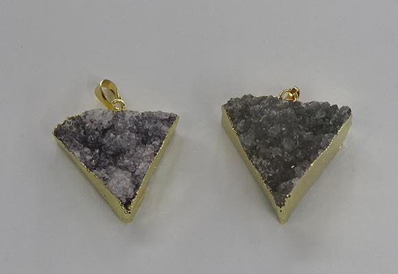 NGP3220 25*30mm - 30*35mm triangle druzy agate pendants