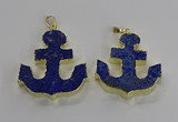 NGP3222 38*42mm - 40*45mm anchor lapis lazuli gemstone pendants