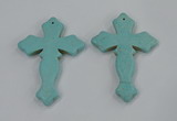 NGP3224 50*75mm cross turquoise gemstone pendants wholeasle