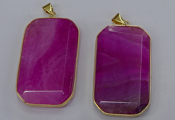 NGP3282 35*60mm octagonal agate gemstone pendants wholesale