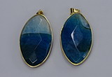 NGP3288 33*55mm faceted marquise agate gemstone pendants wholesale