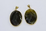 NGP3293 33*45mm faceted oval agate gemstone pendants wholesale