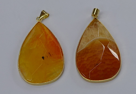 NGP3294 37*57mm faceted flat teardrop agate gemstone pendants