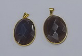 NGP3295 33*45mm faceted oval agate gemstone pendants wholesale