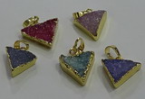 NGP3435 12*16mm - 15*20mm triangle druzy agate gemstone pendants