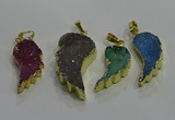 NGP3436 15*25mm - 18*35mm wing-shaped druzy agate gemstone pendants