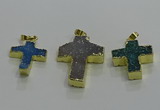 NGP3437 20*22mm - 25*35mm cross druzy agate gemstone pendants