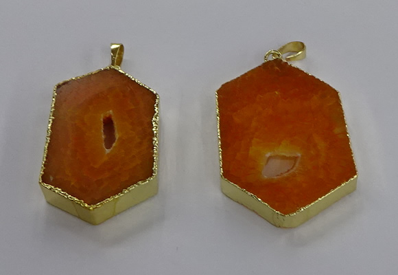 NGP3494 25*40mm - 30*45mm hexagon druzy agate pendants