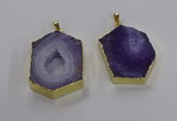 NGP3495 25*40mm - 30*45mm hexagon druzy agate pendants