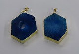 NGP3497 25*40mm - 30*45mm hexagon druzy agate pendants